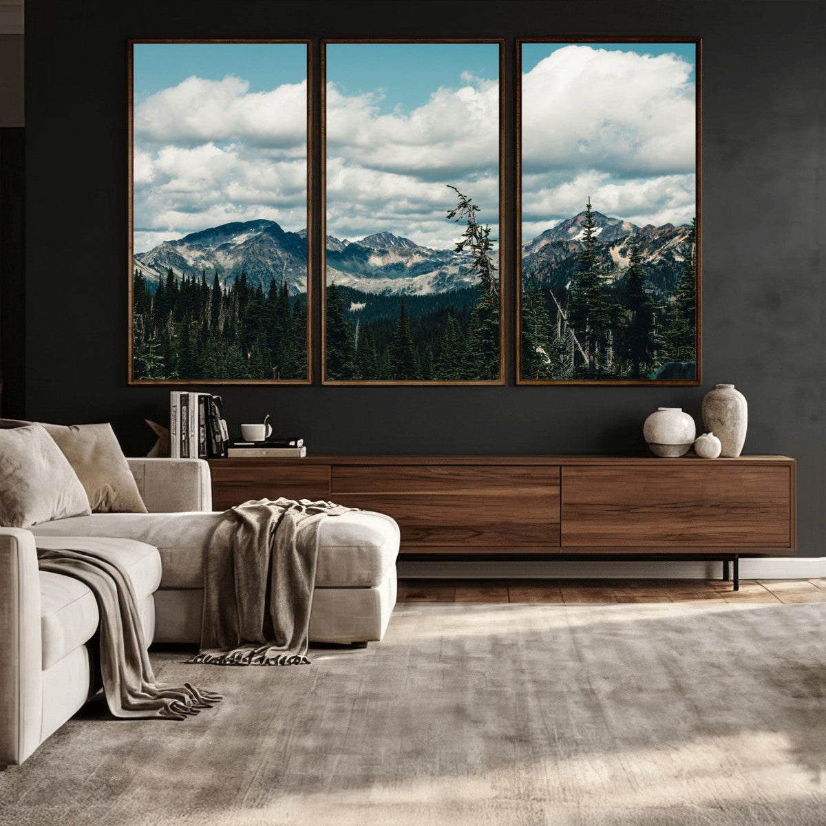 Mountain Forest Wall Art Canvas Print, Alpine Pine Tree