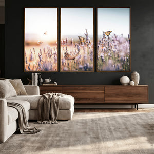 Lavender Field Wall Art Canvas Print, Butterfly Floral