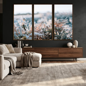 Frosted Fern Wall Art Canvas Print, Soft Winter Botanical