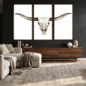 Longhorn Skull Wall Art Canvas Print – Rustic Western