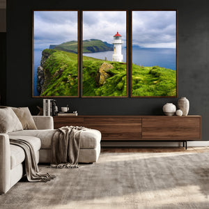Cliffside Lighthouse Wall Art Canvas Print – Coastal