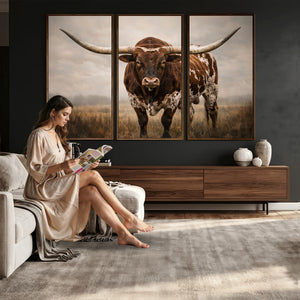 Texas Longhorn Canvas Wall Art Western Bull Desert Moody