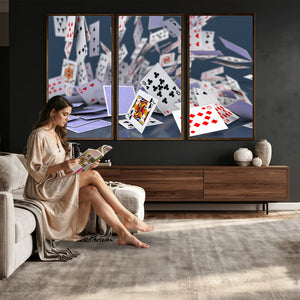 Playing Cards Canvas Wall Art | Casino Game Room Decor,