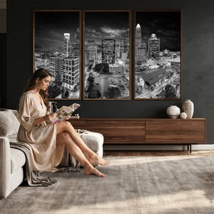 Charlotte Skyline Canvas Wall Art Print – North Carolina Cityscape Photography Print