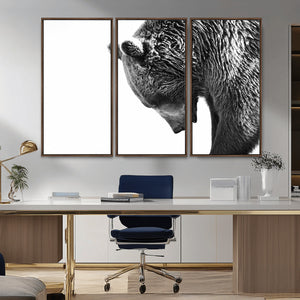 Black and White Grizzly 399 Bear Canvas Print Wall Art |