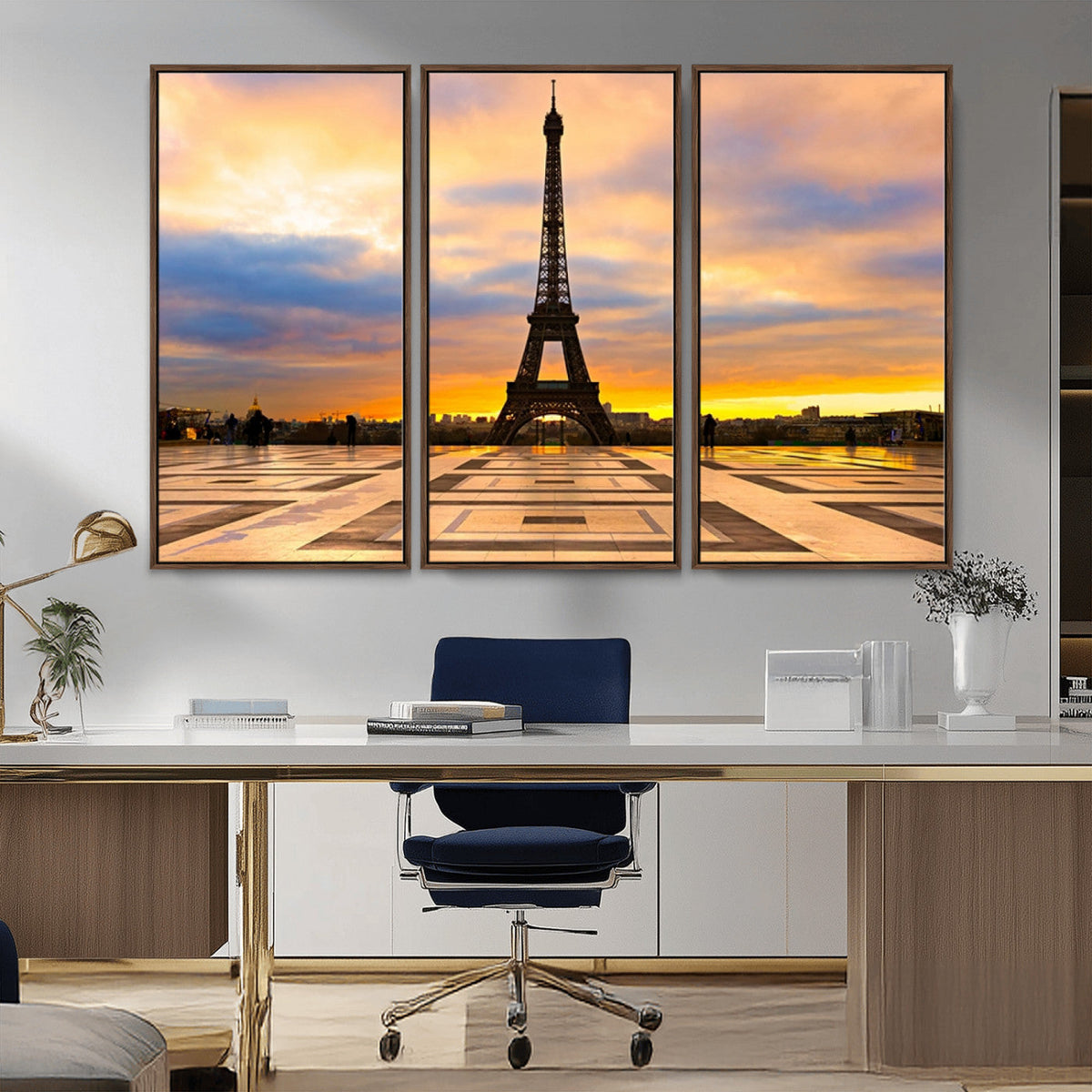 Paris Eiffel Tower Sunset Canvas Wall Art Print - Iconic