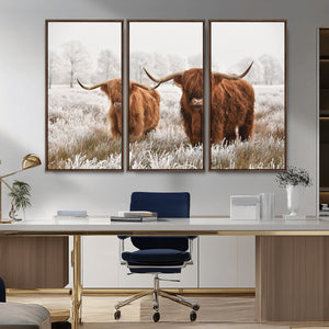 Longhorn Cattle Wall Art Canvas Print, Framed Farmhouse
