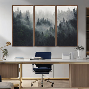 Nature Wall Decor - Serene Triptych Nature Print – Woodland