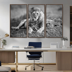 King Forest Lion Wall Art Canvas Print – Framed Majestic
