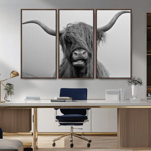 Texas Cow Wall Art Canvas, Texas Longhorn Cattle Canvas