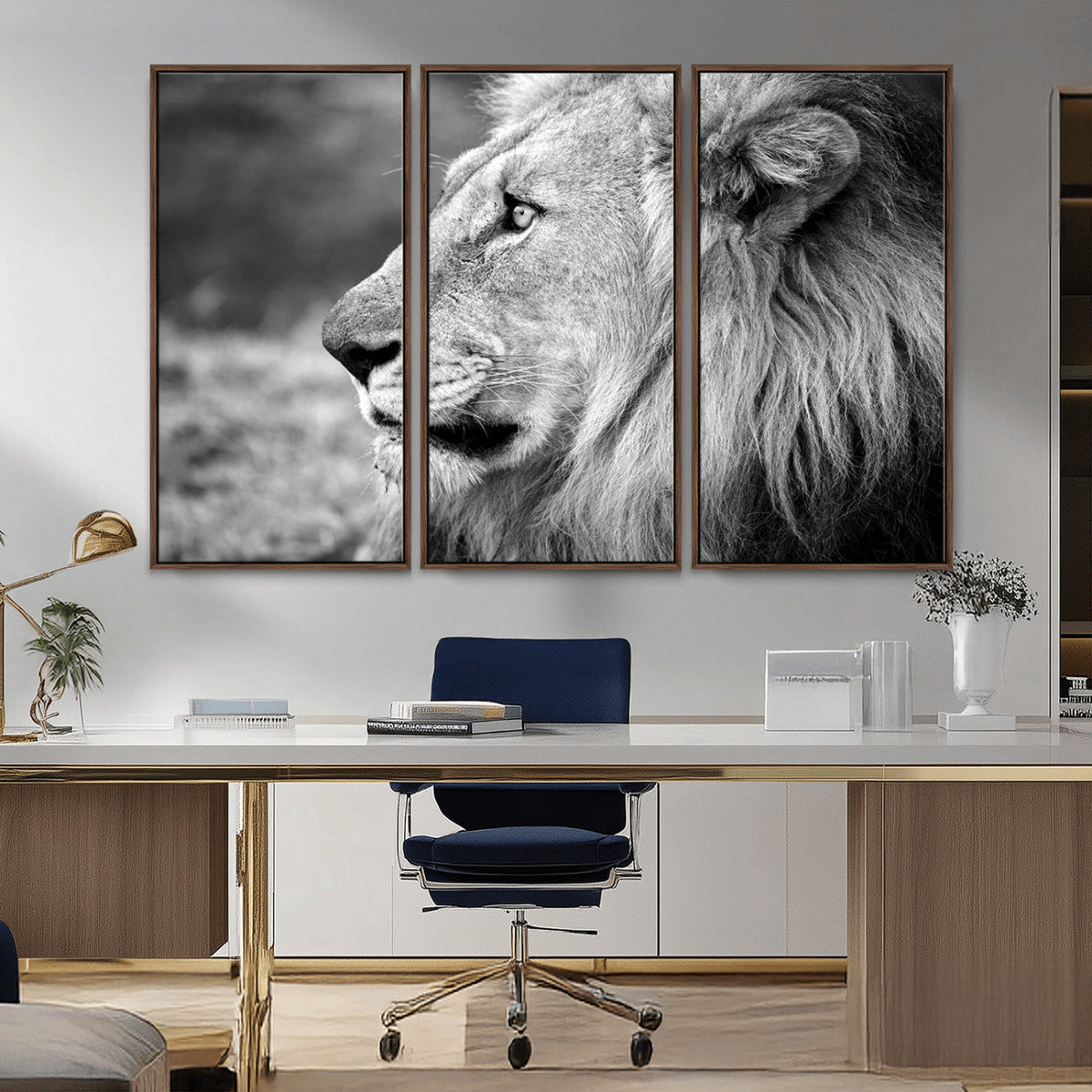 Lion Wall Art Canvas Print – Framed Majestic Wildlife