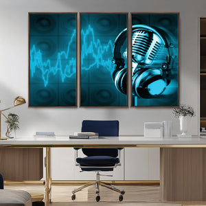 Music and Microphone Wall Art Canvas Print