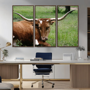 Longhorn Cow Animal Wall Art Canvas Print