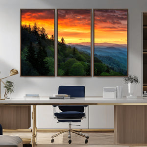 Forest Landscape Wall Art Sunset Canvas, Forest Sunset