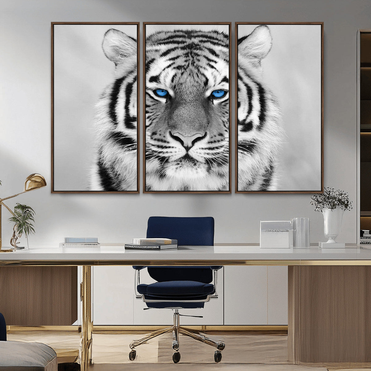 Black and White Tiger Wall Art Animal Canvas Print