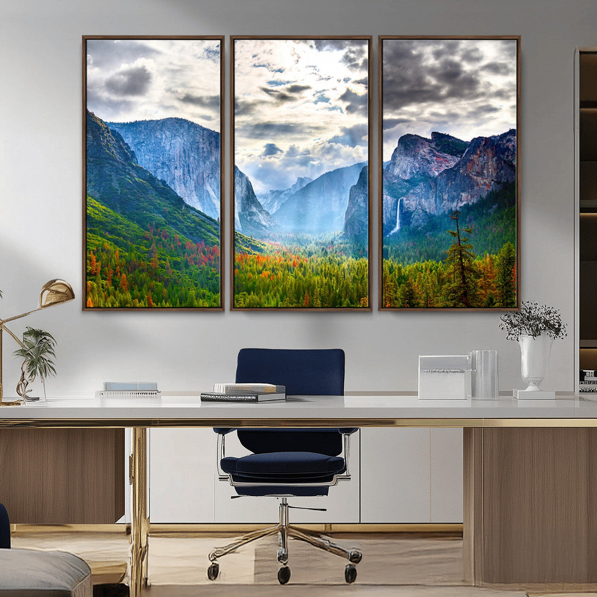 Yosemite Park Half Dome 3 Panel Canvas Print | Large Giclée