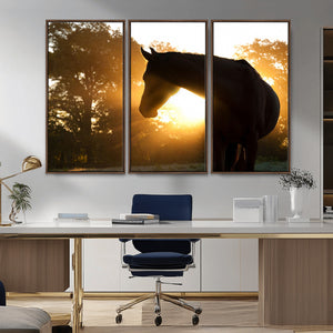 Horse at Sunset Wall Art Animal Canvas Print