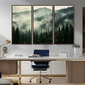 Captivating Misty Forest Wall Art Premium Canvas Print a