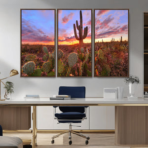 Arizona Desert Wall Art Canvas Print - Framed Deser Sunset