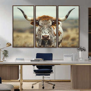 Texas Cow Longhorn Wall Art Canvas Print for Farm House Wall