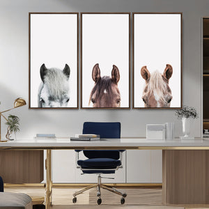 Horse Wall Art - Minimalist Horse Triptych Wall Art – Modern
