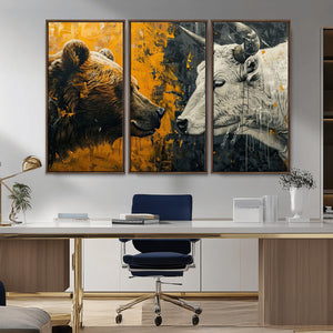 Bear and Bull Wall Art Canvas Print – Abstract Animal