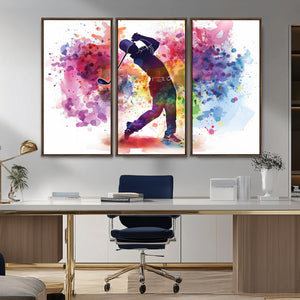 Colorful Golfer Swing Wall Art Canvas Print - Ready to Hang,