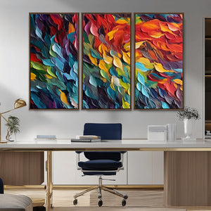 Vibrant Abstract Leaf Wall Art Canvas Print | Bold Colorful