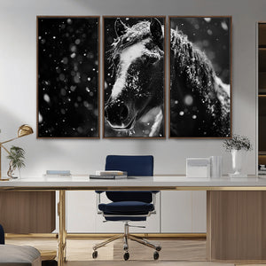 Winter Horse Wall Art | Black and White Horse Print | Ready