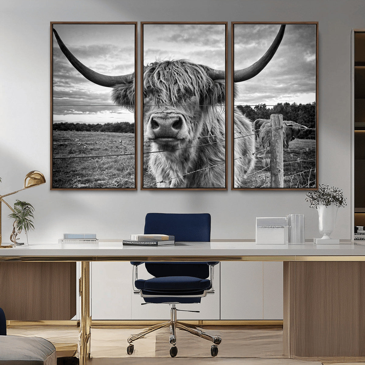 Scottish Highland Cow Wall Art Canvas Print | Ready to Hang