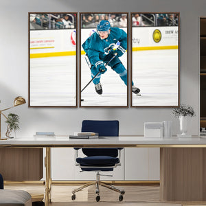 San Jose Sharks Ice Hockey Player Wall Art Canvas Print