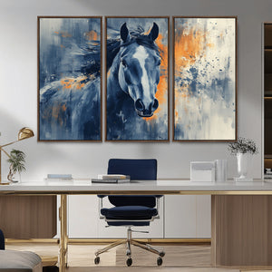Abstract Blue Horse Wall Art Print Canvas | Horse Wall Art