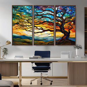 Vibrant Mosaic Tree of Life Wall Art | Stained Glass Style