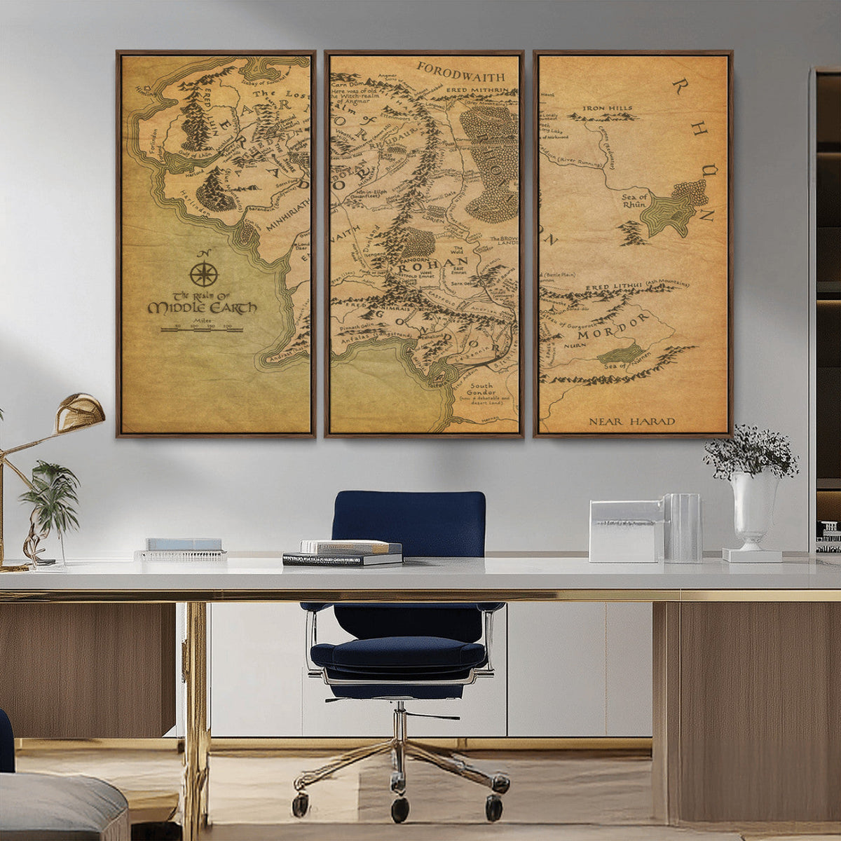 Middle Earth Map Canvas Wall Art – Vintage Fantasy Map