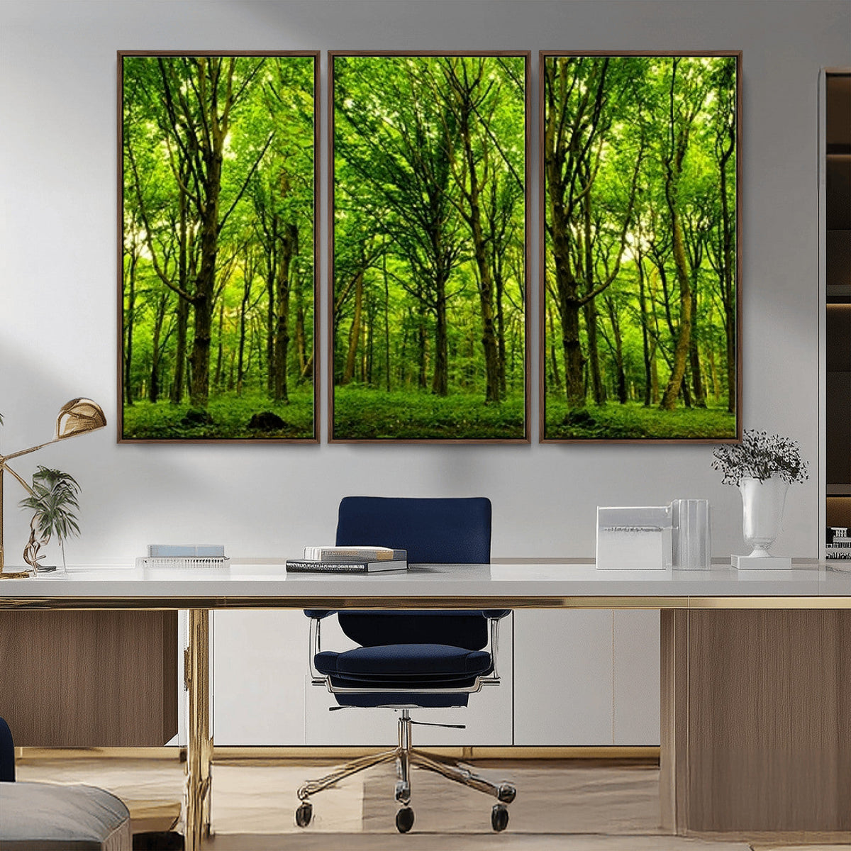 Lush Green Forest Canvas Print | 3-Panel Forest Wall Art |