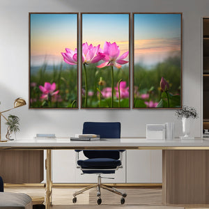 Pink Flower on the Mountain Canvas Print, Framed Pink Flower