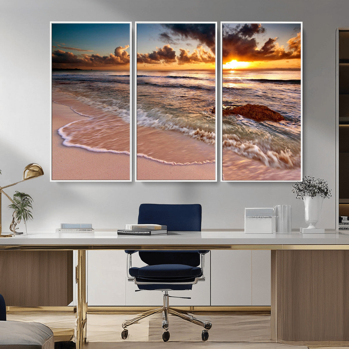 Sunset on Ocean Wall Art Canvas Print