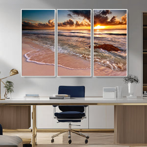 Sunset on Ocean Wall Art Canvas Print