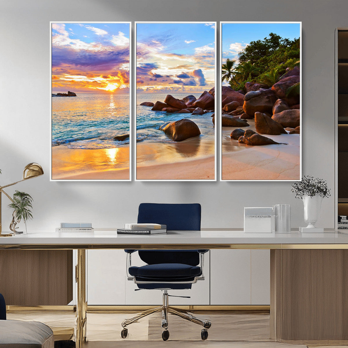 Tropical Island Beach Sunset Canvas Print