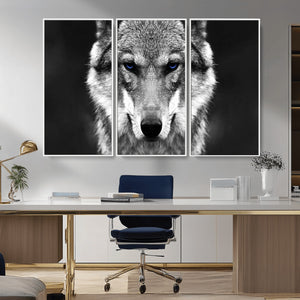 Black and White Wild Wolf Wall Art Canvas Print