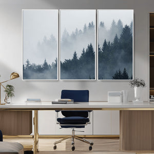 Foggy Pine Forest Wall Art Canvas Print