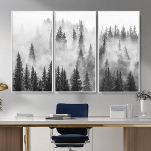 Forest Wall Art Print | Foggy Pine Forest Canvas Wall Art -