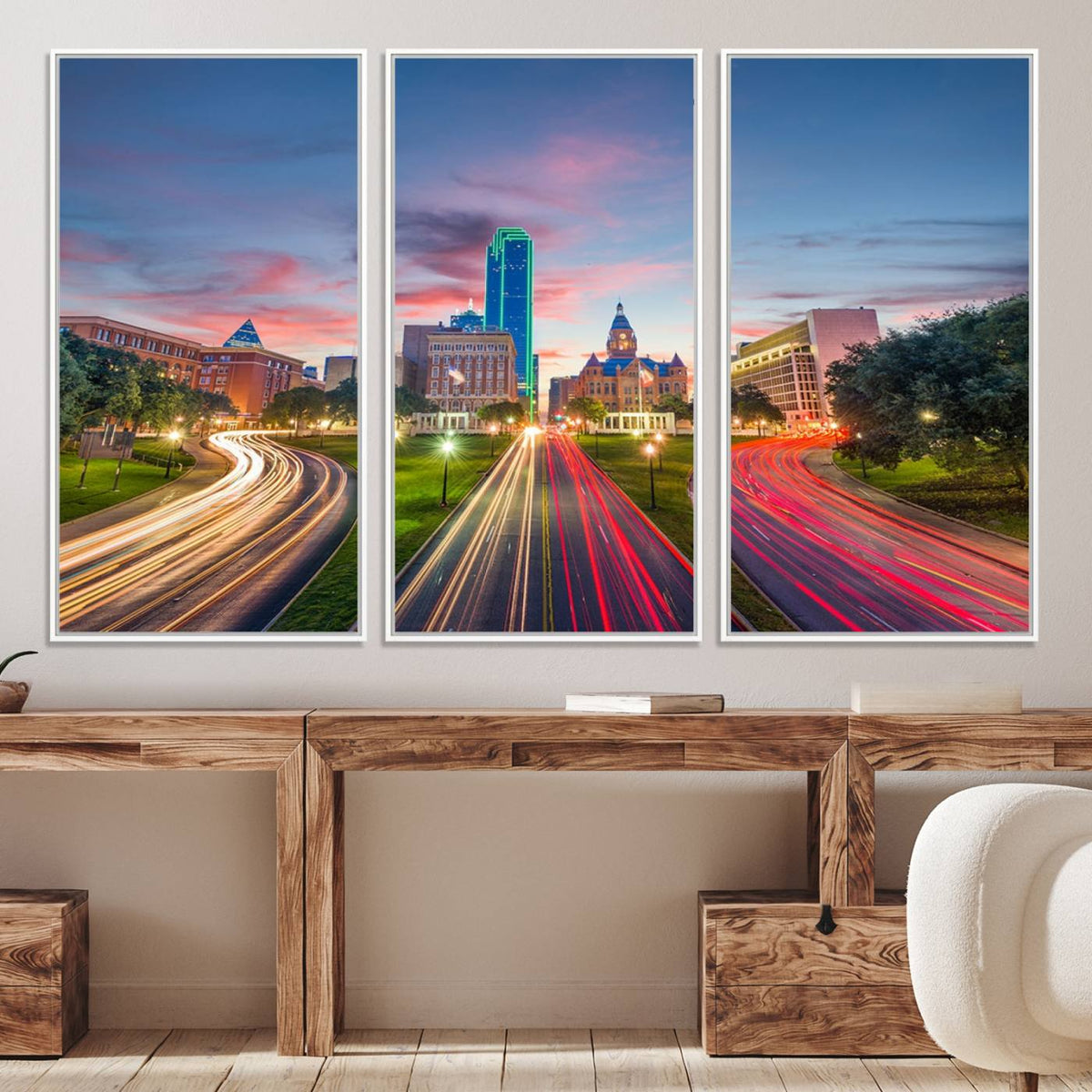 Dallas City Lights Large Wall Art Dallas Cityscape Canvas