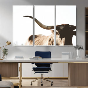 Texas Longhorn Wall Art Canvas Print | 3-Panel Large