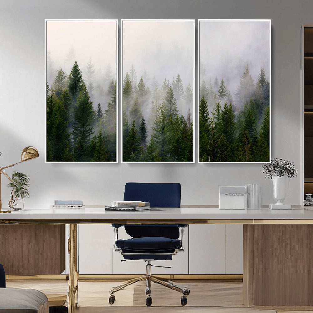 Forest Wall Art Canvas Print | Foggy Forest Wall Art | Pine