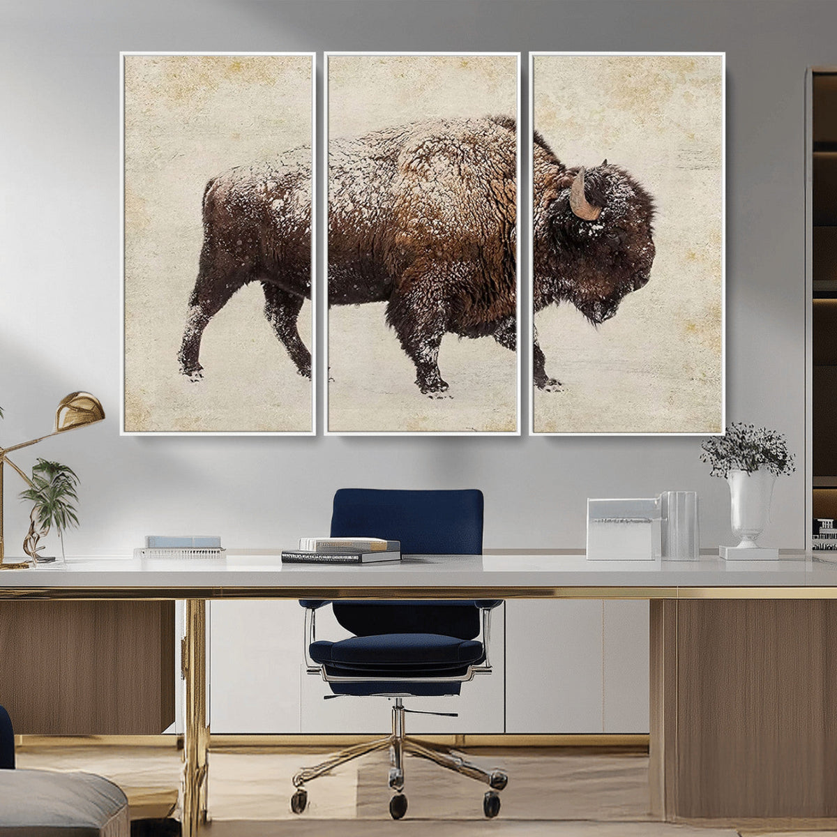 Buffalo Wall Art, Western Bison Canvas Print, Rustic Buffalo