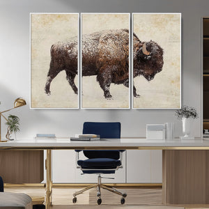 Buffalo Wall Art, Western Bison Canvas Print, Rustic Buffalo