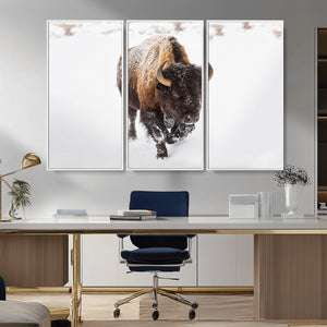 Bison Winter Wall Art Canvas Print For Farmhouse Decor