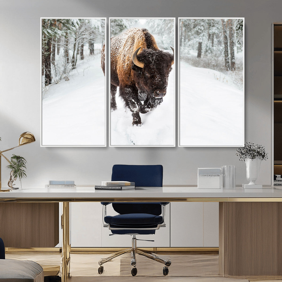 Bison Wall Art Canvas Print For Farmhouse, Animal Canvas