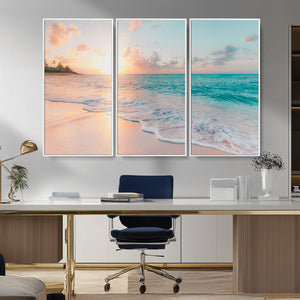 Beach Sunrise Wall Art, Coastal Seascape Canvas Print, Ocean